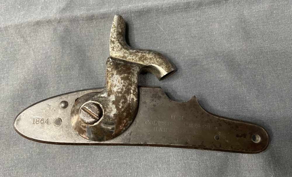 SCARCE Civil War US COLT Contract 1864 .58 Cal Musket Lockplate Complete-img-1