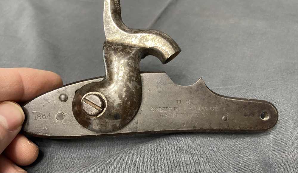 SCARCE Civil War US COLT Contract 1864 .58 Cal Musket Lockplate Complete-img-2