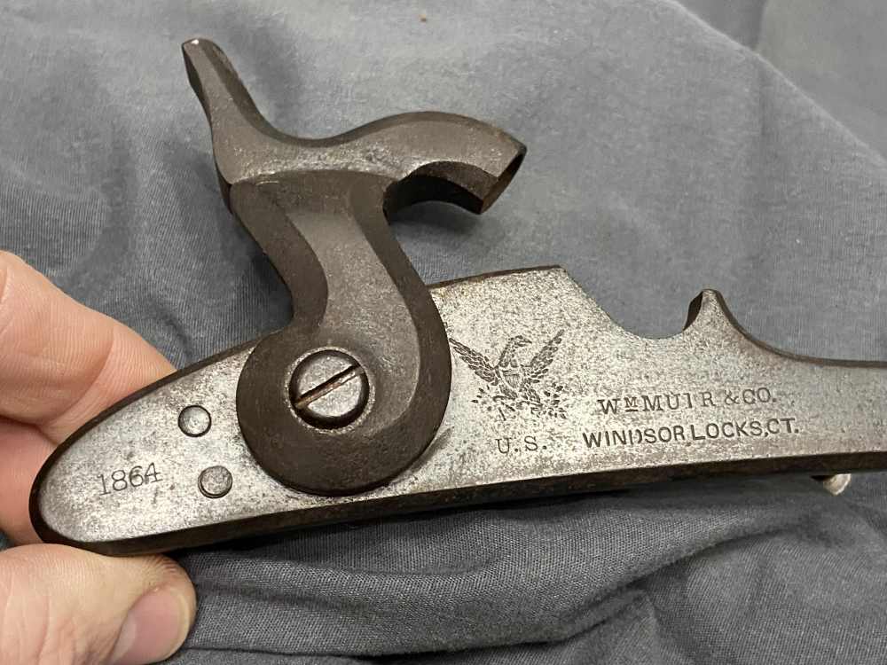 Original Civil War 1864 US Springfield William MUIR Musket Lockplate-img-3