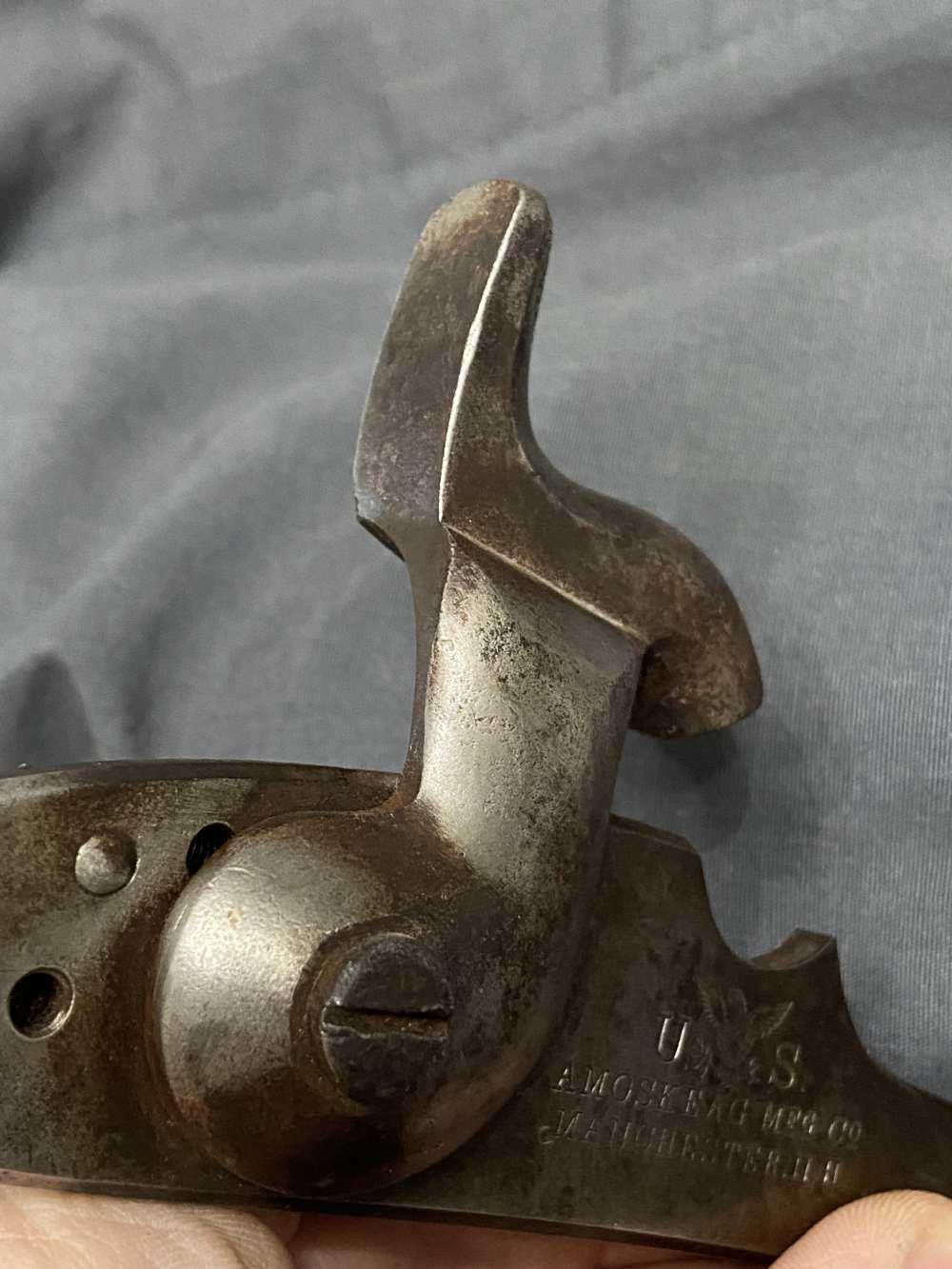 VERY RARE! Civil War US Contract AMOSKEAG Mfg M1861 Springfield Lockplate -img-8
