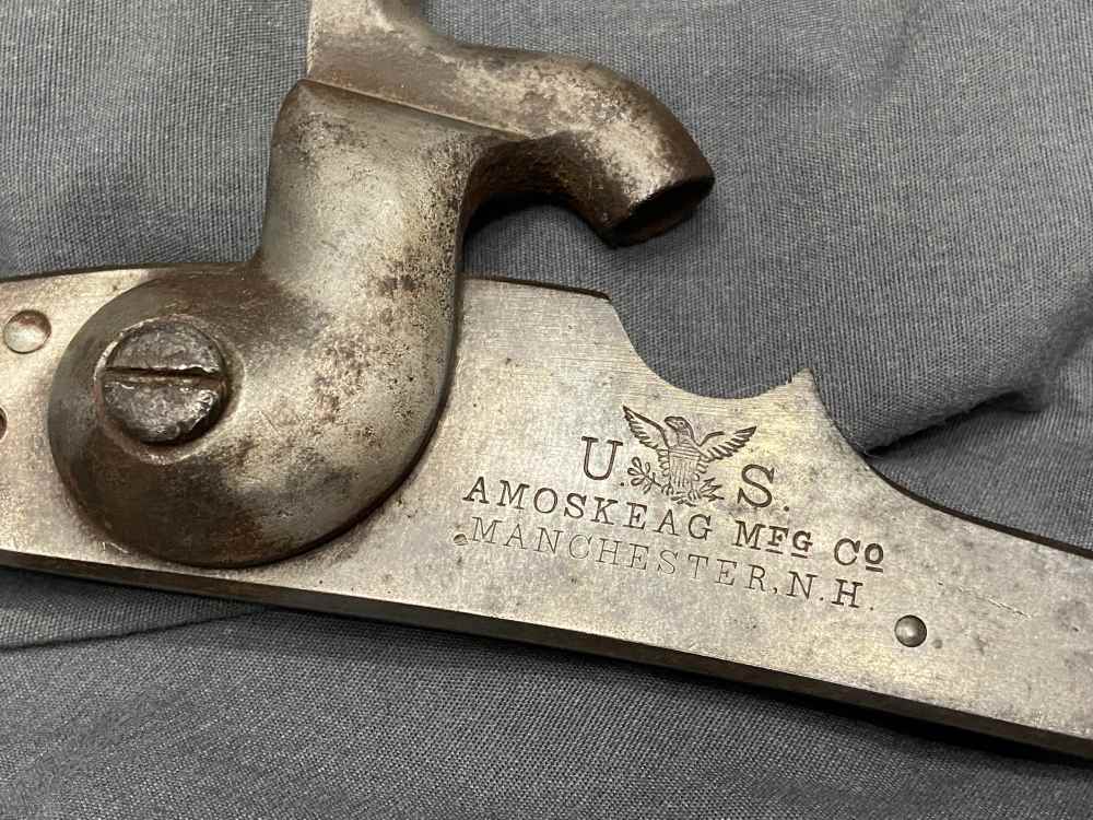 VERY RARE! Civil War US Contract AMOSKEAG Mfg M1861 Springfield Lockplate -img-1