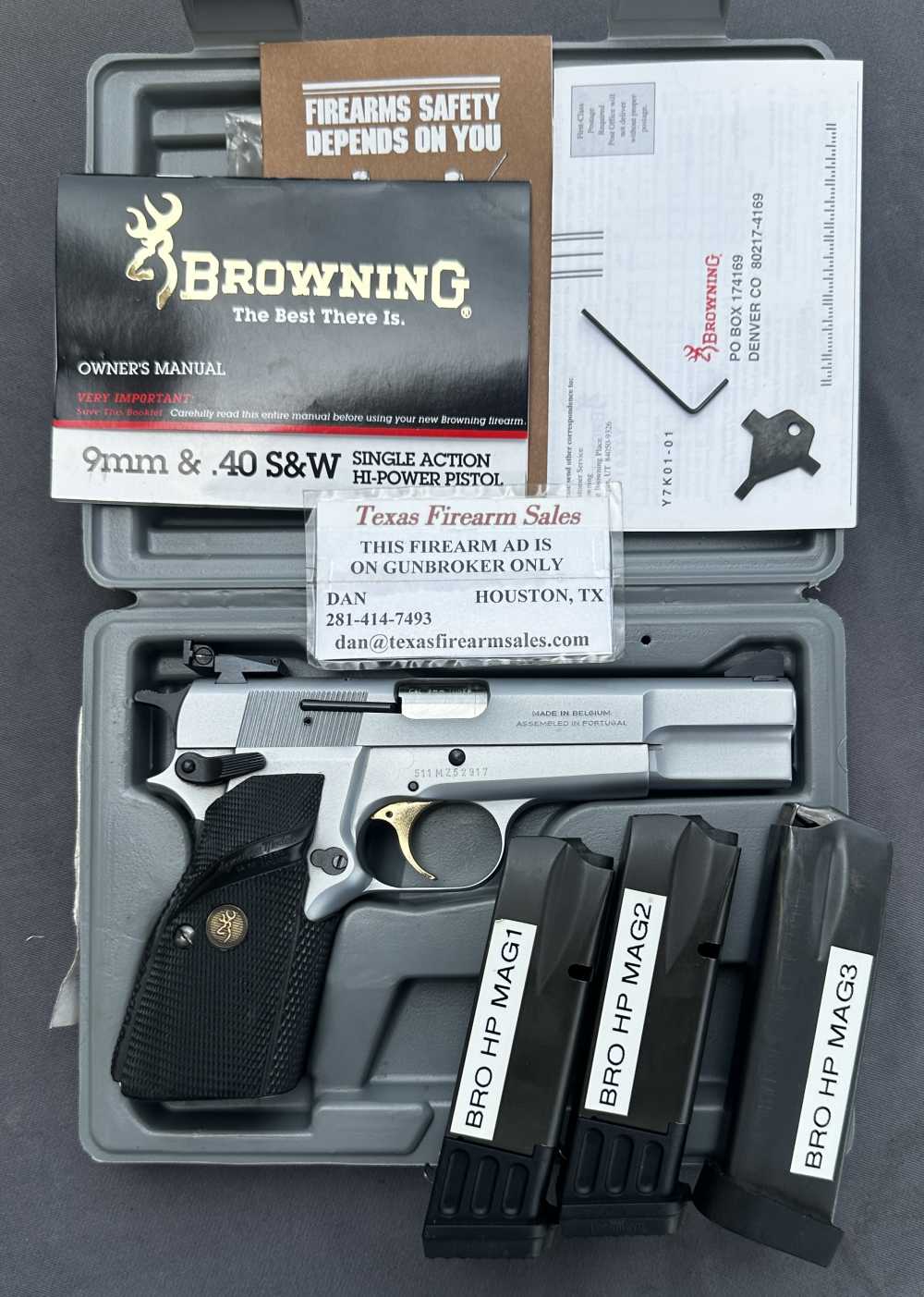 Browning Hi Power Silver Chrome Nickel 9mm Pistol, Made in 2001-img-48