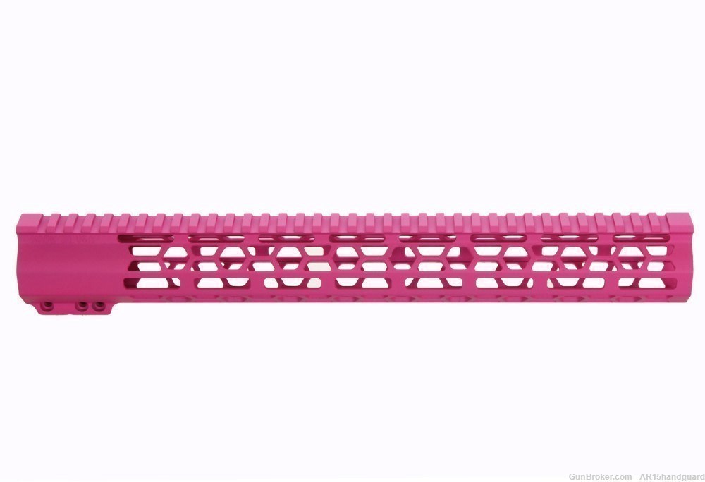 AR15 15" MLOK Handguard Free Float CERAKOTE PRISON PINK -MADE IN USA-img-0