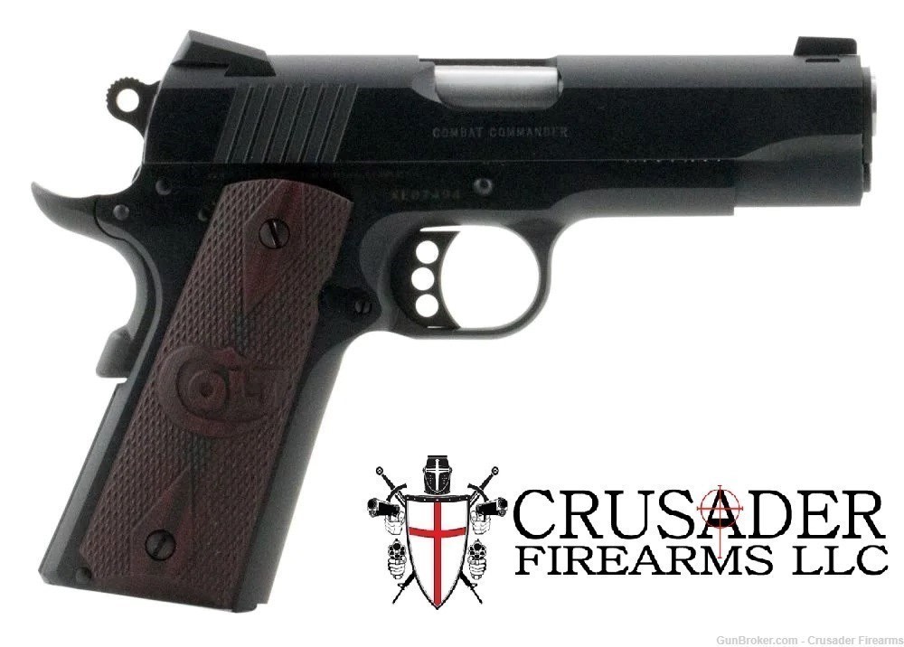 COLT COMBAT COMMANDER, .45 ACP, NOVAK SIGHTS, BLUED, BLACK CHERRY GRIPS-img-1