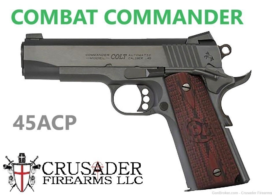 COLT COMBAT COMMANDER, .45 ACP, NOVAK SIGHTS, BLUED, BLACK CHERRY GRIPS-img-0