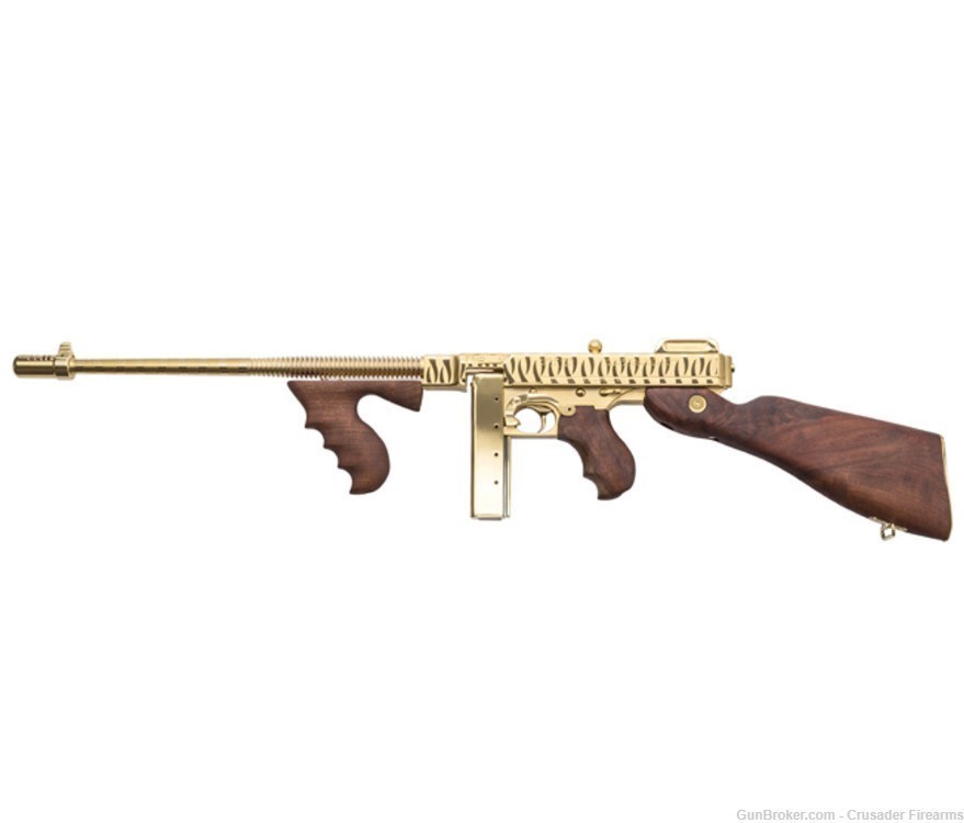 THOMPSON 1927A-1 "DELUXE SEMI-AUTO", TITANIUM GOLD PLATED WITH TIGER STRIPE-img-4