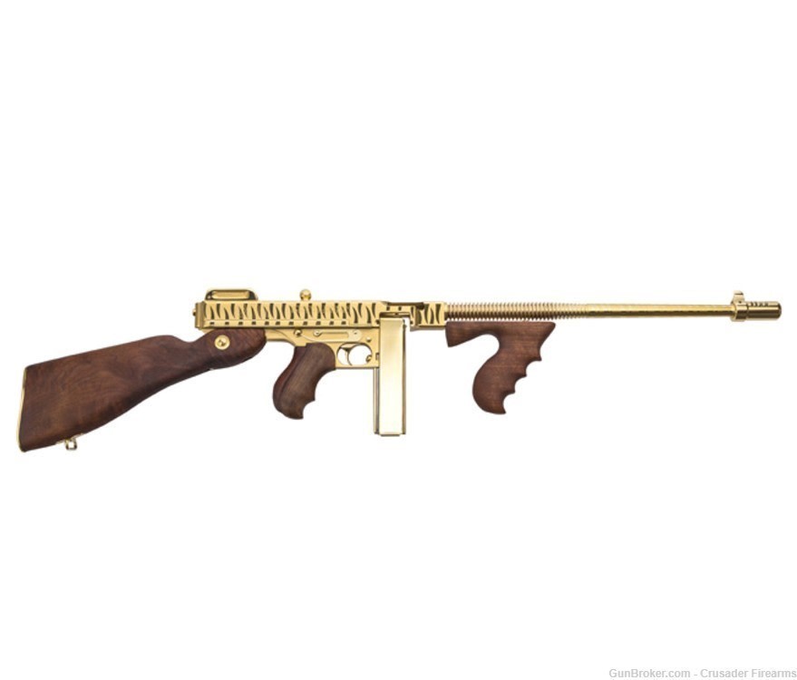 THOMPSON 1927A-1 "DELUXE SEMI-AUTO", TITANIUM GOLD PLATED WITH TIGER STRIPE-img-3