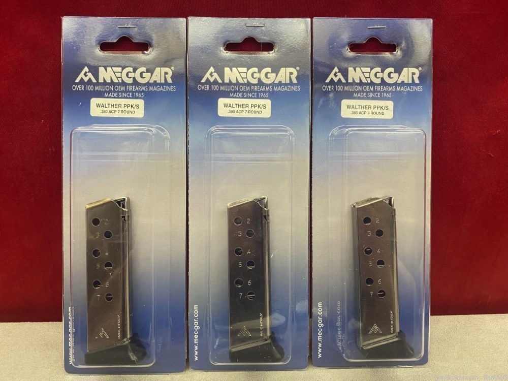 3 Mec-Gar Walther PPK/S .380 ACP 7 Round Nickle Magazines-img-0