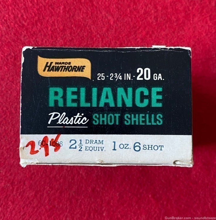 SCARCE VINTAGE 1965 FULL BOX 20 GA WARDS HAWTHORNE RELIANCE SHOTGUN SHELLS-img-8