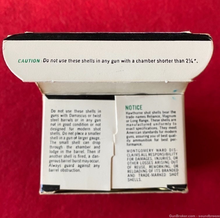 SCARCE VINTAGE 1965 FULL BOX 20 GA WARDS HAWTHORNE RELIANCE SHOTGUN SHELLS-img-7