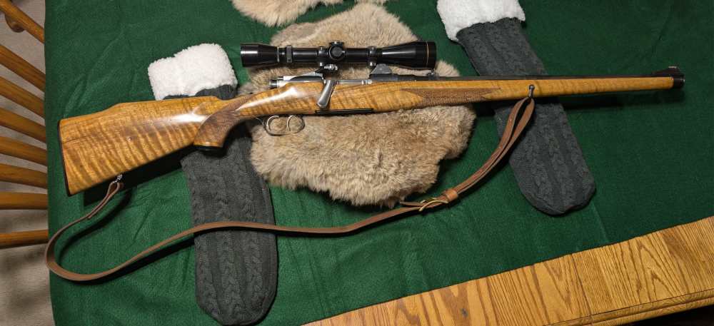 Steyr Mannlicher-Schoenauer 1952 (MC?) .30-06 Rare Tigerstripe Maple Stock-img-0