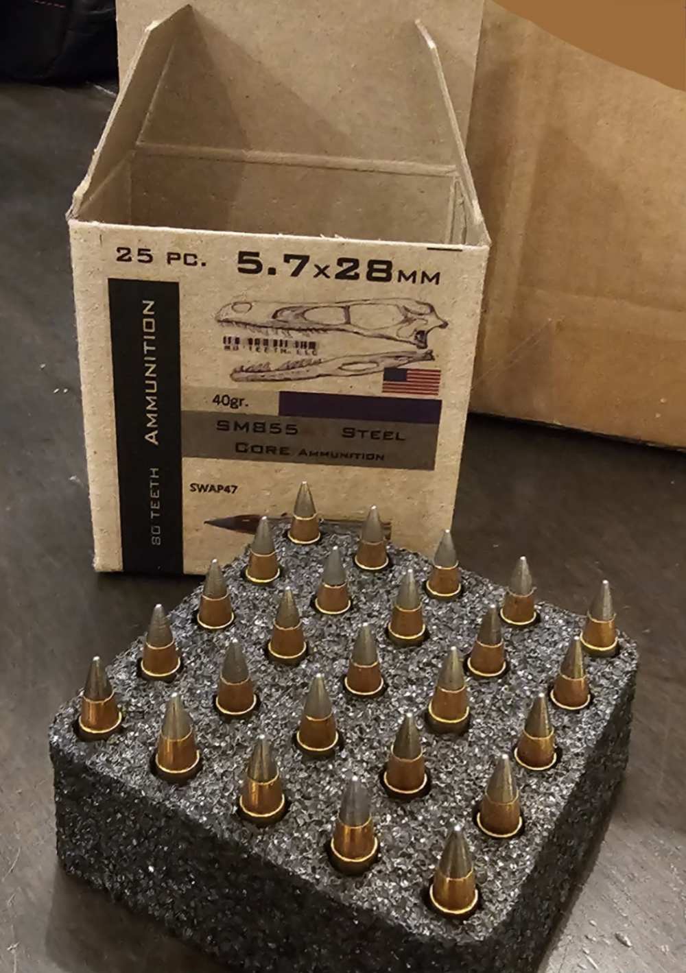 80 teeth 5.7x28mm M855A1 AP armor piercng ammo-img-0