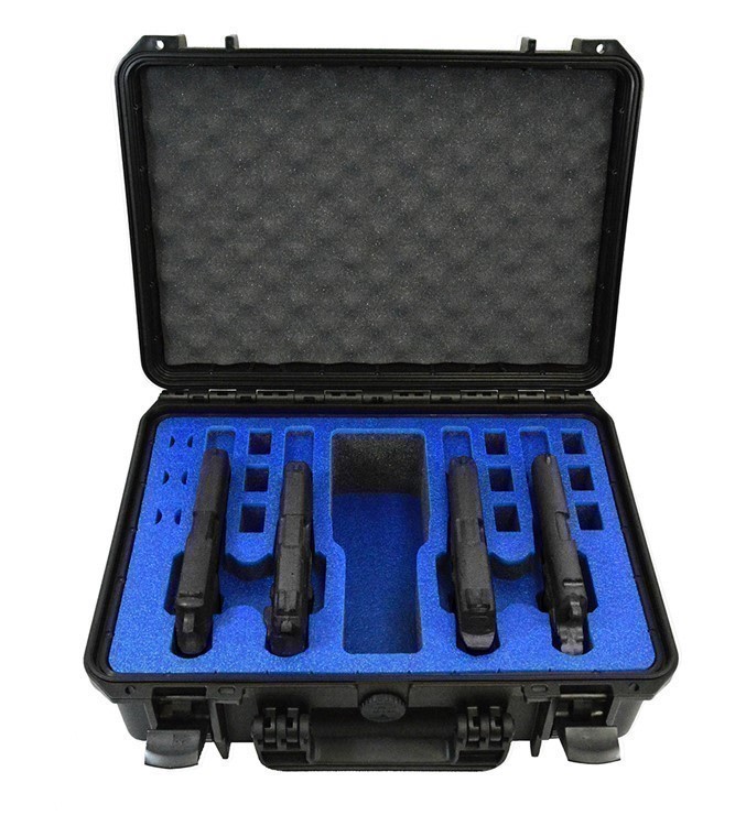 4 Pistol 12 Magazine DORO Heavy Duty Gun Case w/ Blue TopGuard Foam-img-1