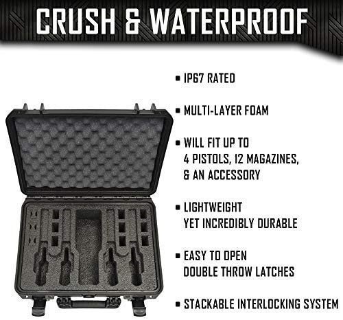 4 Pistol 12 Magazine DORO Heavy Duty Gun Case w/ Blue TopGuard Foam-img-2