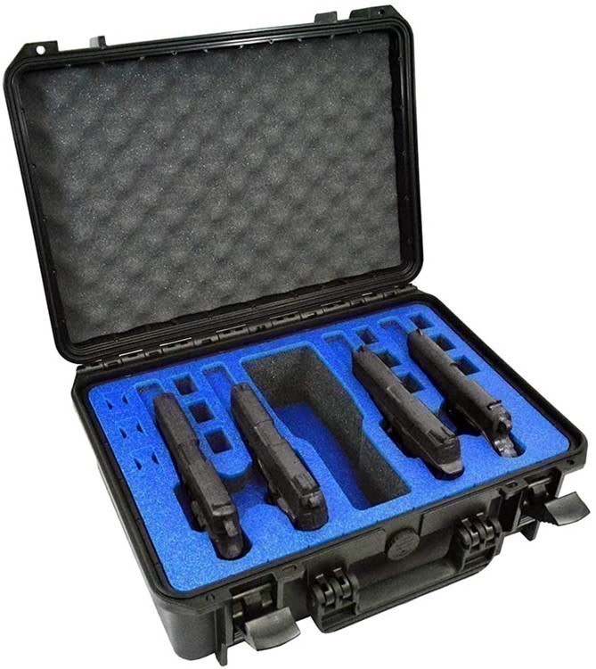 4 Pistol 12 Magazine DORO Heavy Duty Gun Case w/ Blue TopGuard Foam-img-0