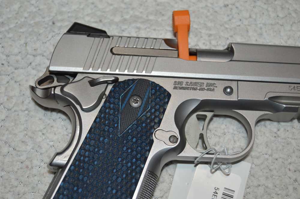 IN BOX Sig Sauer 1911 Stainless Rail Night Sights Checkered Strap G10 Grips-img-5