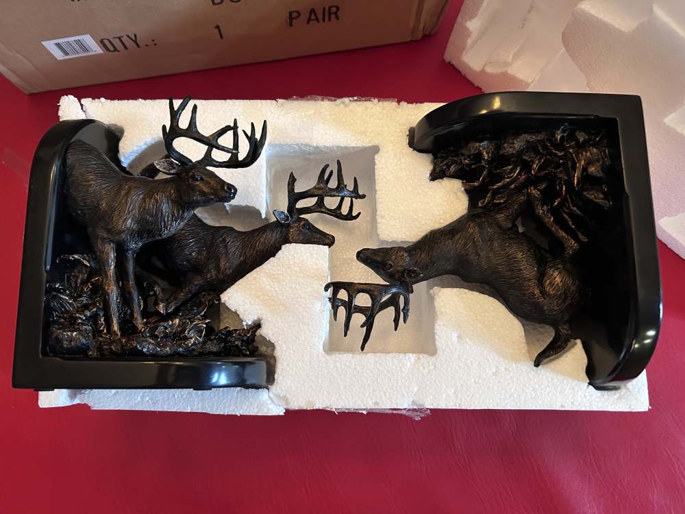 Rare Marc Pierce Signature Collection Living Large Whitetail Bookends A116 -img-12