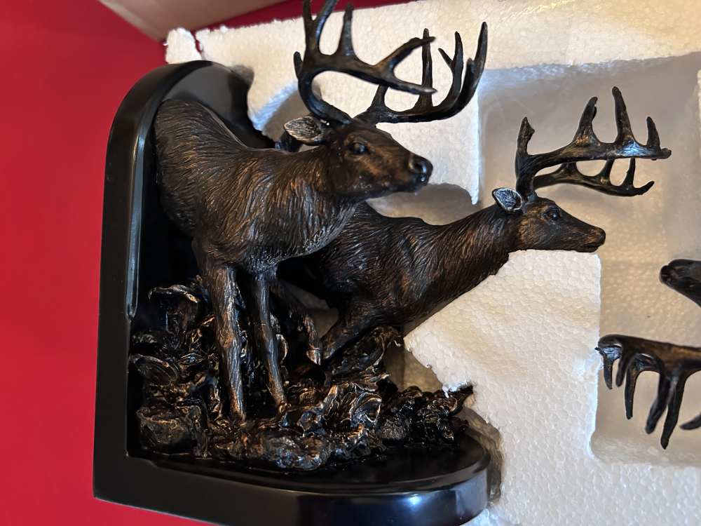 Rare Marc Pierce Signature Collection Living Large Whitetail Bookends A116 -img-13