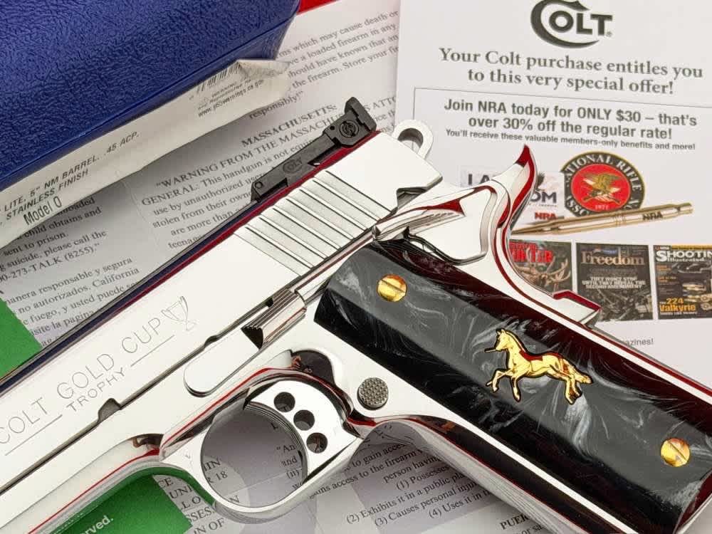 *MINT* Colt Gold Cup Lite Trophy 1911 .45 ACP Polished Stainless 5" w/ Case-img-3