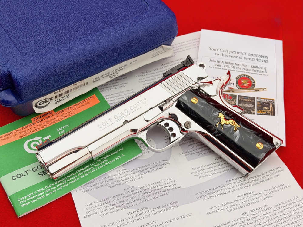 *MINT* Colt Gold Cup Lite Trophy 1911 .45 ACP Polished Stainless 5" w/ Case-img-0
