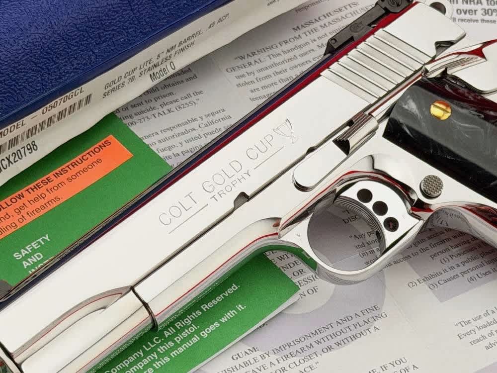 *MINT* Colt Gold Cup Lite Trophy 1911 .45 ACP Polished Stainless 5" w/ Case-img-8