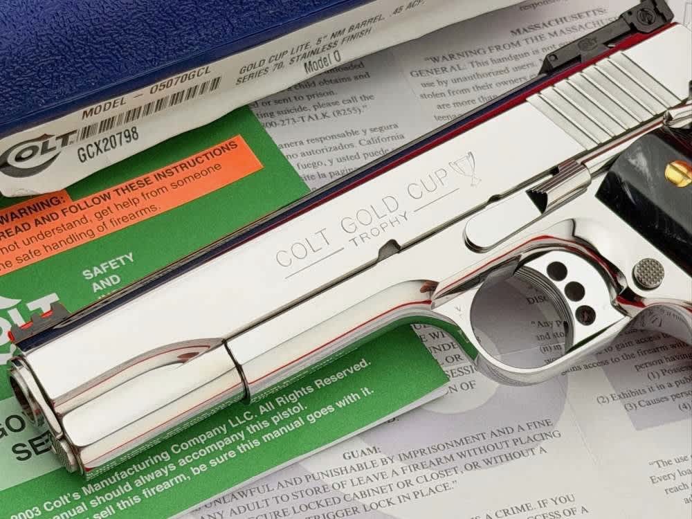 *MINT* Colt Gold Cup Lite Trophy 1911 .45 ACP Polished Stainless 5" w/ Case-img-10