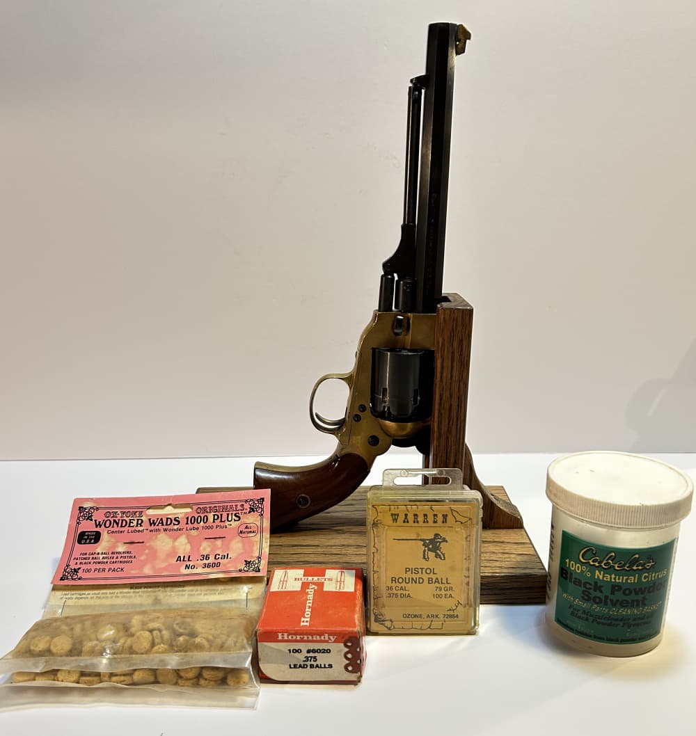 1862 Spiller & Burr Black Powder Pistol w/ custom front sight & accessories-img-10