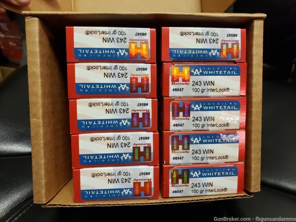 200 ROUNDS HORNADY .243 100 GR INTERLOCK AW BTSP AMERICAN WHITETAIL 243 SP-img-0