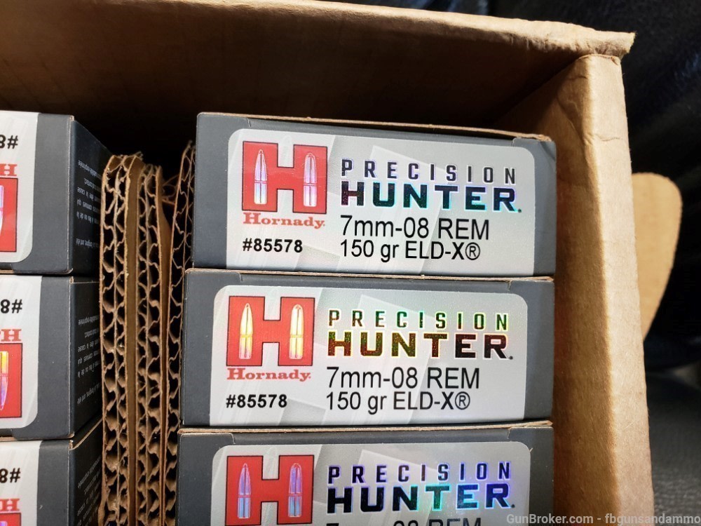 NEW 200 ROUNDS HORNADY 7MM-08 REMINGTON 150 ELD-X PRECISION HUNTER 7MM08 7-img-1