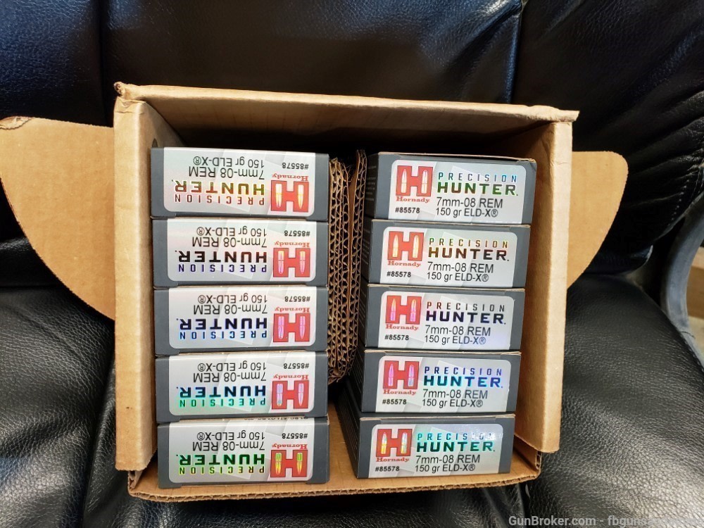NEW 200 ROUNDS HORNADY 7MM-08 REMINGTON 150 ELD-X PRECISION HUNTER 7MM08 7-img-0