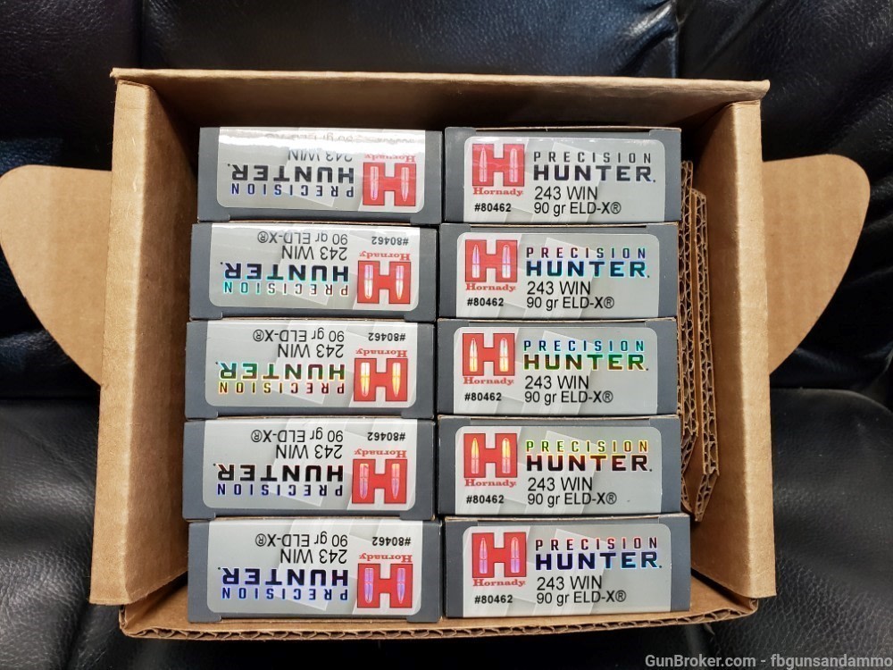 IN STOCK! 200 ROUNDS HORNADY 243 WINCHESTER ELD-X PRECISION HUNTER 90 ELD X-img-0