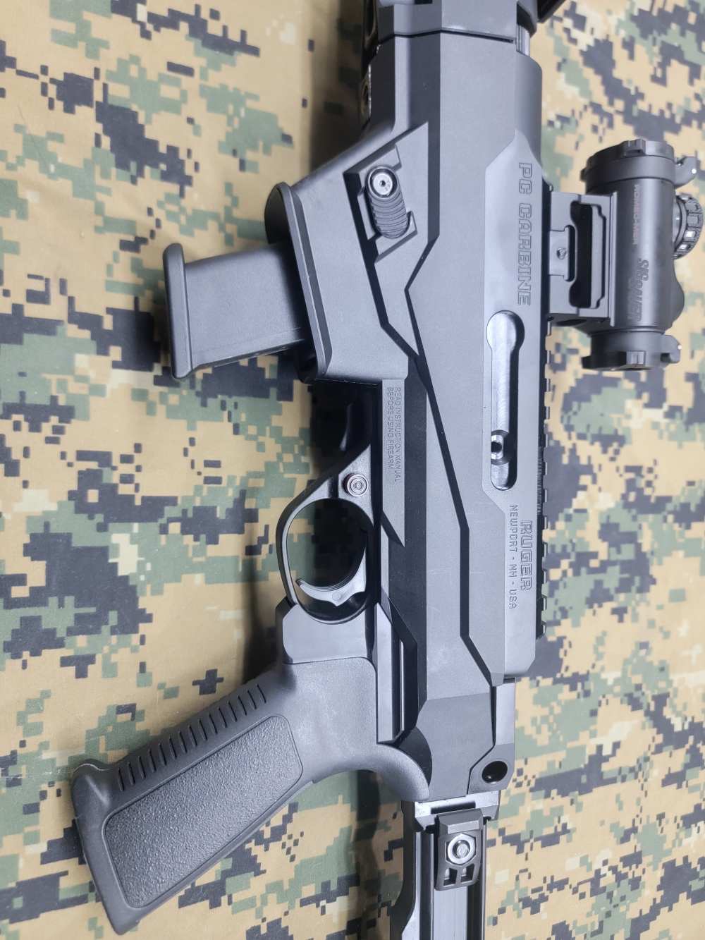 Ruger PC Carbine with collapsible stock, glock mag, and accessories.-img-2