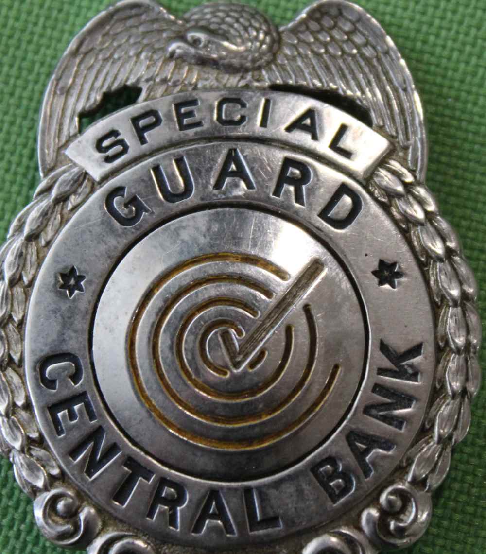 Vintage Antique Special Guard Central Bank Badge Dates 30s-40s J56-img-1