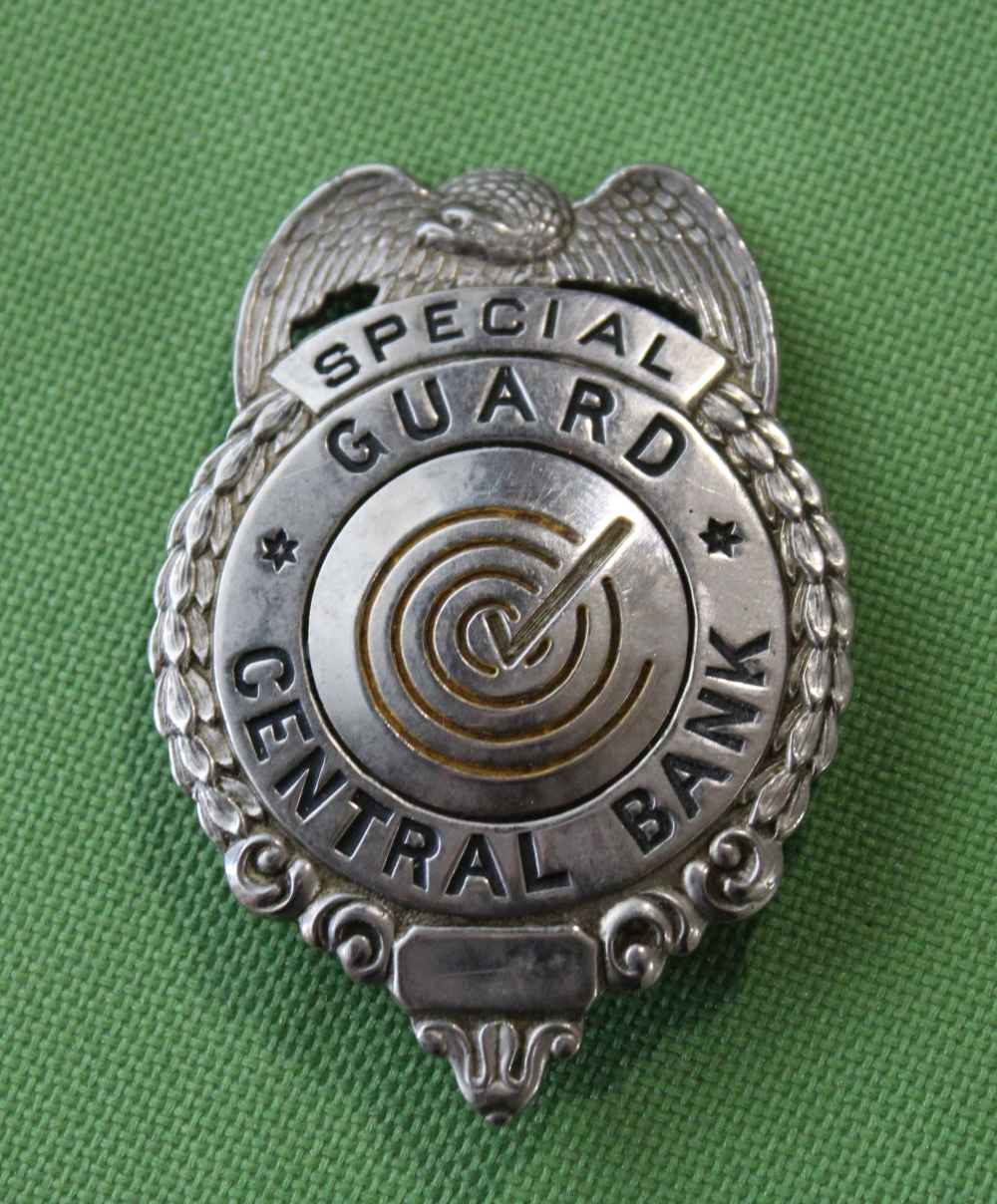 Vintage Antique Special Guard Central Bank Badge Dates 30s-40s J56-img-0