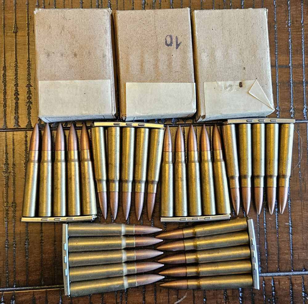 8mm Mauser Soviet Yugo 15Rd Box Boxes Ammo some stripper clips 75 rounds-img-0