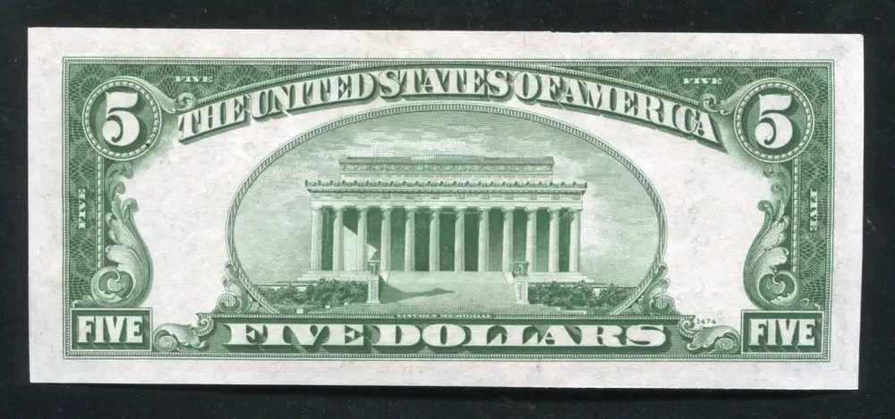 1934 US $5 Federal Reserve Note Money Note Currency w/ Lincoln-img-1