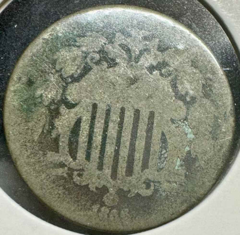USA 5 Cent 1866 Shield Nickel w/Rays-img-1