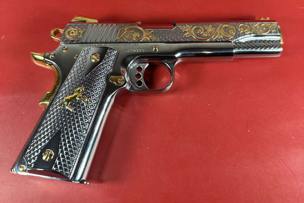 CUSTOM Colt 1911 High Polished Stainless, Engraved, Gold Plated. 45 ACP-img-10