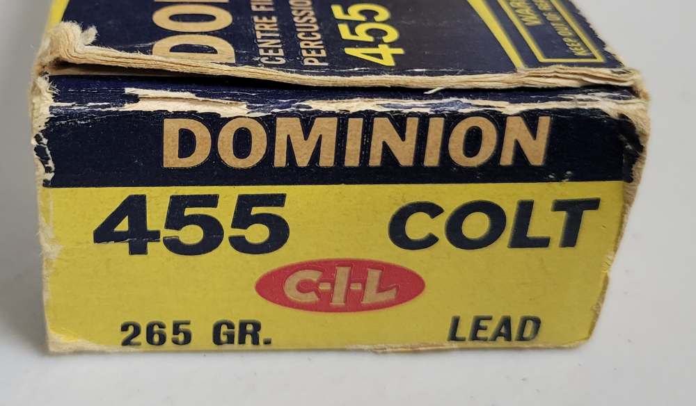Dominion 455 Colt centerfire cartridge 265gr lead partial box of 47rds -img-0
