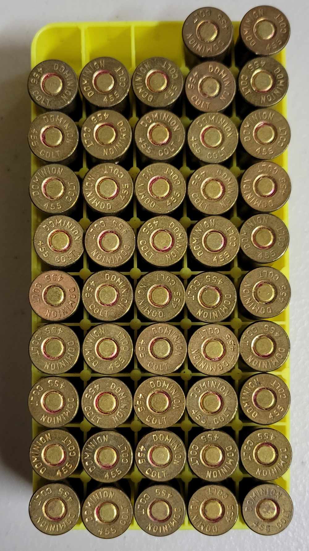 Dominion 455 Colt centerfire cartridge 265gr lead partial box of 47rds -img-4