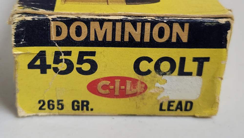 Dominion 455 Colt centerfire cartridge 265gr lead partial box of 47rds -img-1