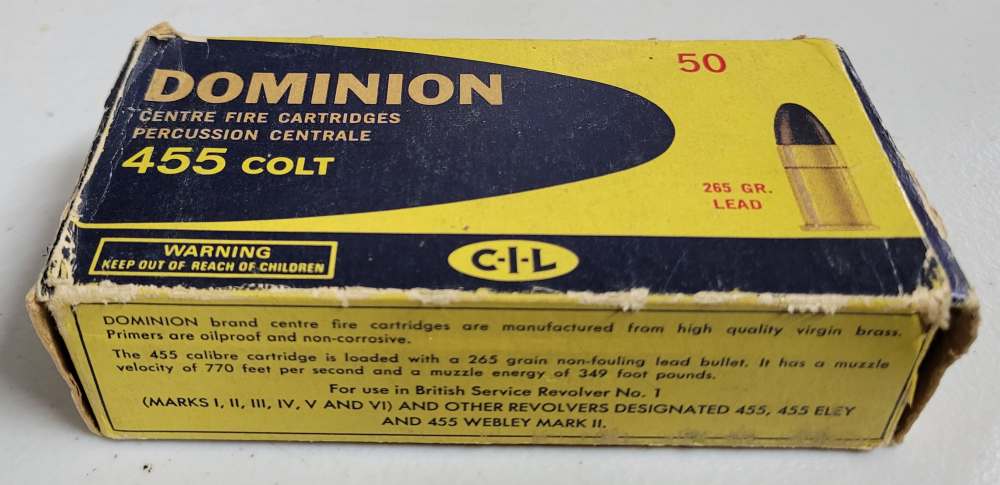 Dominion 455 Colt centerfire cartridge 265gr lead partial box of 47rds -img-2