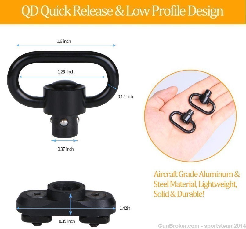 MLOK QD Sling Swivel with Rail Adaptor for M-LOK Handguard-img-4