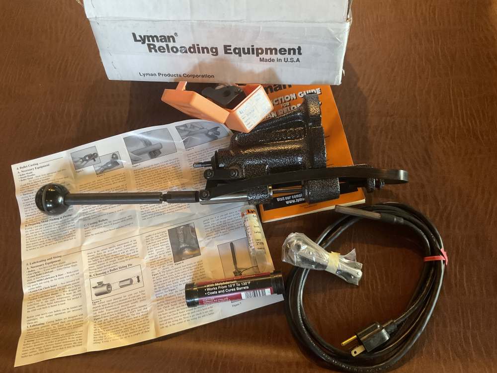 Lyman 4500 Lube Sizer & Heater 115V & Single Cavity Mold 500 gn 45Cal NIB-img-1