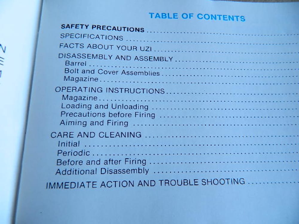 UZI Semi-Automatic Pistol Instruction Manual - IMI /Action Arms-img-2