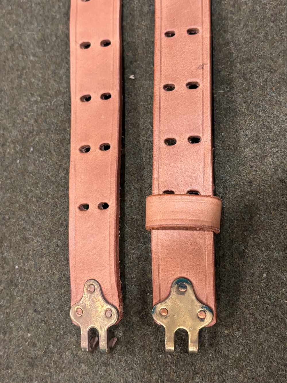 Vintage Commercial Made M1907 Leather Sling - Brass Hooks - Copper Rivets -img-3