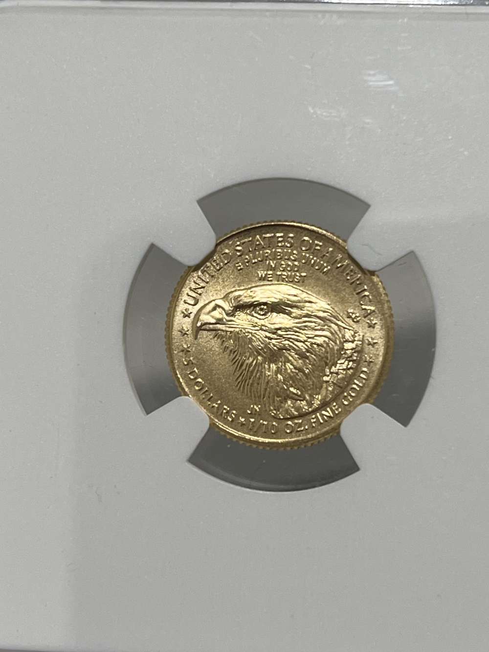 Beautiful 2024 Eagle $5 1/10 Ounce Gold Coin NGC MS70!-img-3