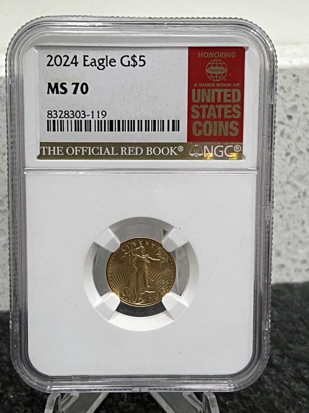 Beautiful 2024 Eagle $5 1/10 Ounce Gold Coin NGC MS70!-img-0