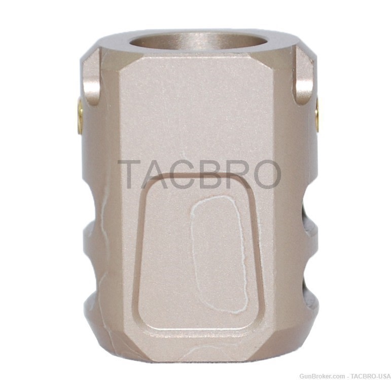 TACBRO Tan 1/2"x28 Muzzle Brake For Glock 9mm with threaded barrel-img-4