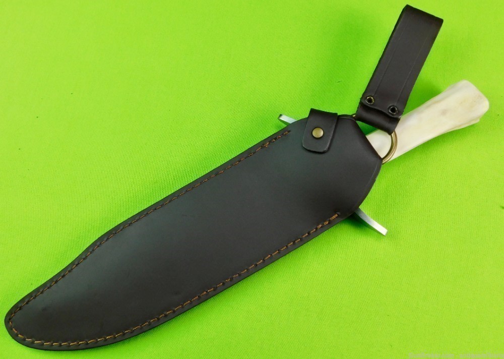 Hen & Rooster Spain Customized Scrimshaw Wolf Eyes Large Bowie Knife-img-24
